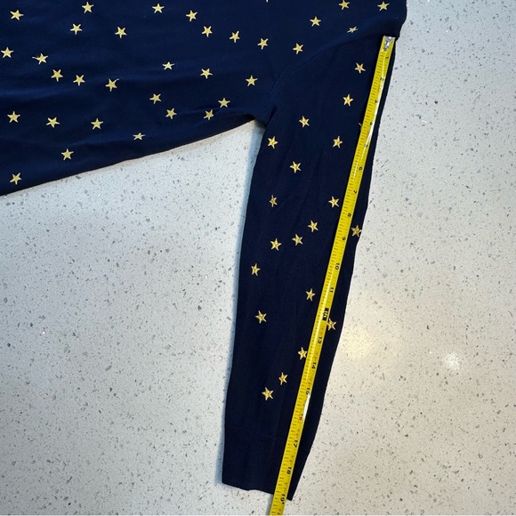 J.Crew Tippi merino wool sweater in navy blue with gold embroidered stars, XS - Picture 5 of 8